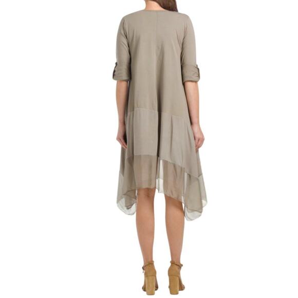 New Lea Rigoli  Made in Italy Boho Asymmetrical Cotton Blend Midi Dress - Picture 2 of 8
